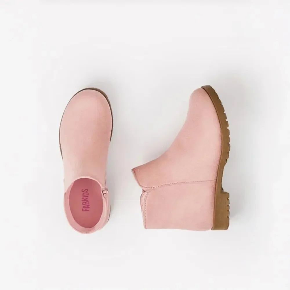 FabKids Chalk Pink Suede Side Zip Booties Girls Size 2